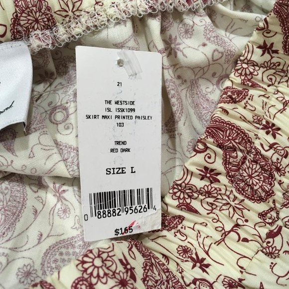 The Westside Skirt Maxi Printed Paisley  Ruffle Details Sz L Red Dark Color g24 - Picture 7 of 7